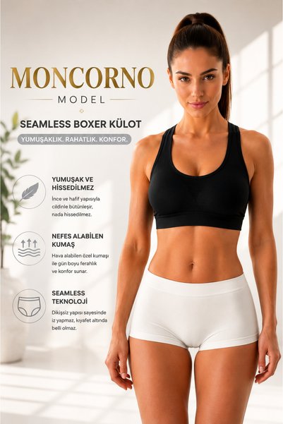 Moncorno Model Slimming Boxer Butt Shaper Non-marking Seamless Panties White Color