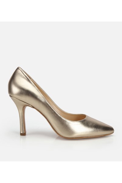 Women's Leather Gold Soft Textured Stiletto