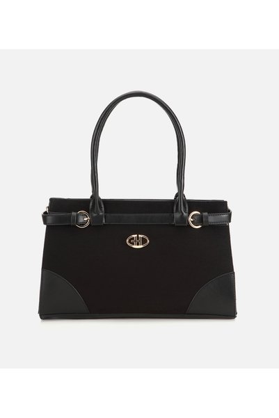 Women's Suede Black Belt Detailed Shoulder Bag