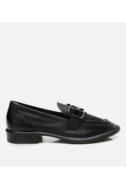 Women's Leather Black Flexible Sole Casual Loafer