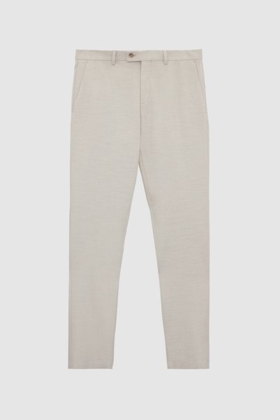 Beige Dobby Fabric Trousers