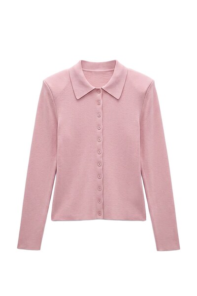 Pink Buttoned Padded Cardigan