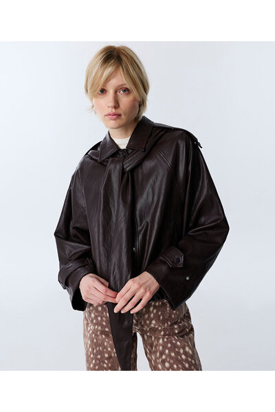 LEATHER LOOK JACKET WITH SCARF