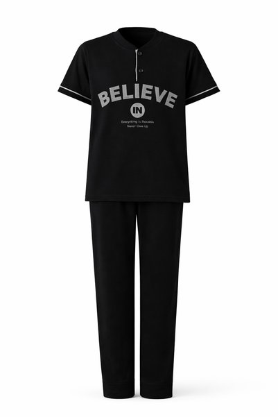 Young Boy's Cotton Combed Cotton Pajama Set 4251 Black