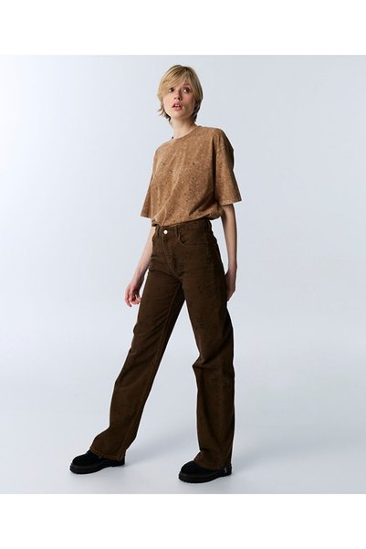 PRINTED WIDE LEG JEANS