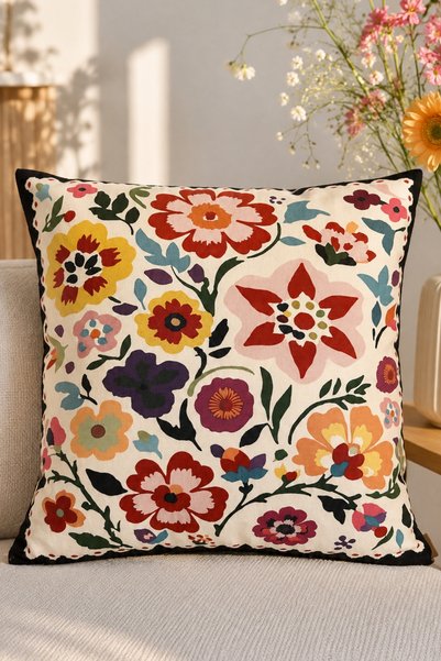 Double-Sided Floral Patterned Cushion Cover (43X43 cm)