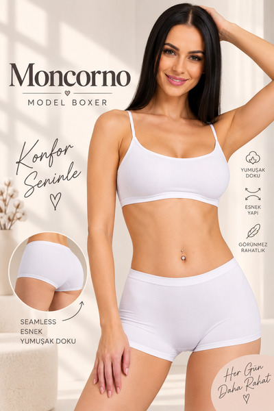 Moncorno Model Cool & Comfort Non-Marking Seamless Knitted Boxer White Color