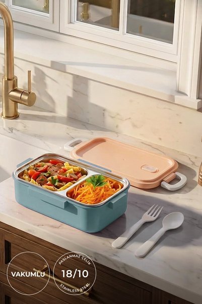 Aura Stainless Steel Nutrition Container 450 ml - Spoon Forked Food Container