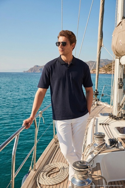 Cotton Short Sleeve Buttoned Polo t Shirt Men's Polo t Shirt 5904051