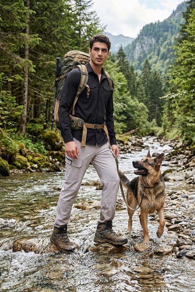 Normal Waist Narrow Leg Water Repellent Trekking and Courier Pants Men's Pants 693719