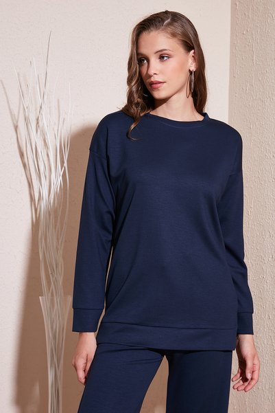 Stretch Oversize Fit Crew Neck Modal Fabric Sweat Women's Sweat 5865877