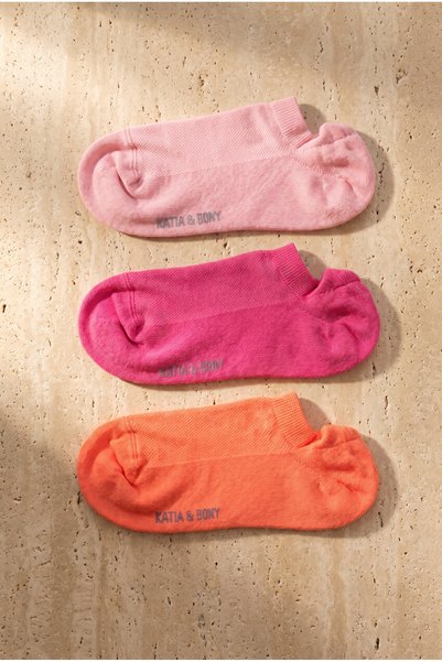 Women's 3-Piece Basic Step Socks Pink Mix