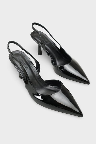 Ramonda Genuine Leather Lined Pointed Toe Mid Heel Open Back Women's Shoes