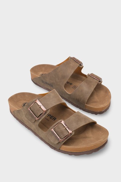 Double Banded Buckle Men's Slippers