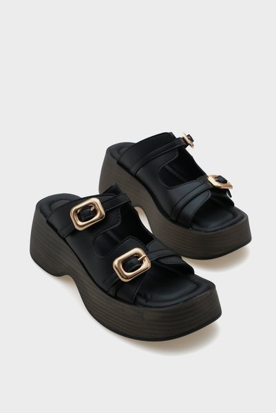 Masha Wedge Heel Double Buckle Women's Slippers