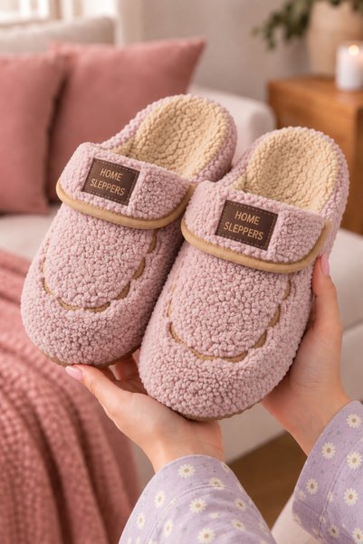 Women's Patterned Plush Non-Slip Lightweight Sole Furry Slippers House Slippers