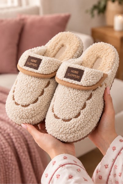 Women's Patterned Plush Non-Slip Lightweight Sole Furry Slippers House Slippers