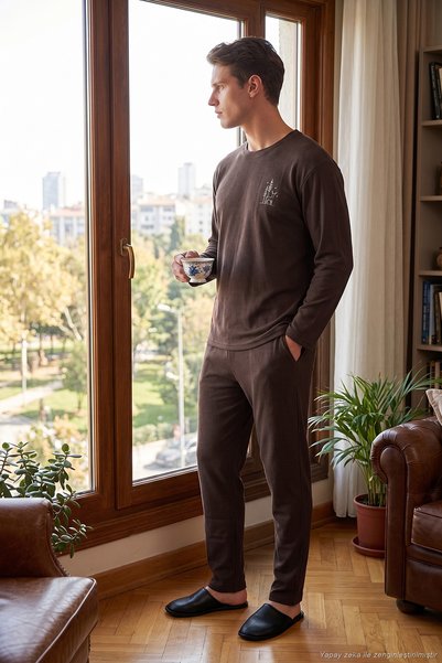 Ultra Soft Minimal Embroidered Long Sleeve Pajama Set Men's PAJAMA SET 6575009