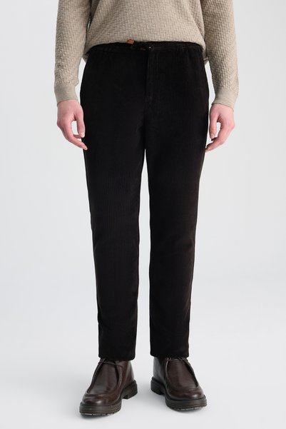 Ds Damat Relaxed Fit (Pile-Free) Brown Corduroy Jogger Pants
