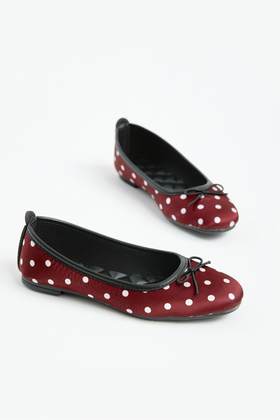 Women's Burgundy Comfortable Fit Ballerinas with Speckle Detail