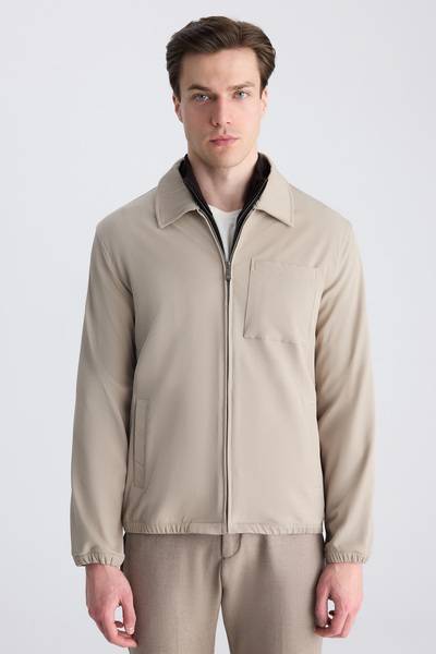 Ds Damat Regular Fit Beige Plain Shirt Jacket