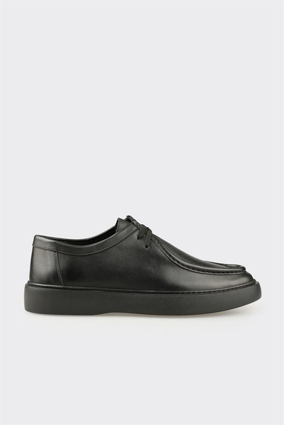 Black Leather Men's Casual Shoes