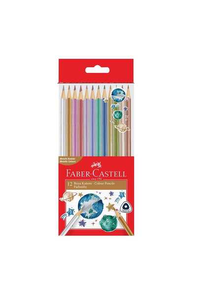 FABER TRIANGULAR METALLIC COLOR PENCIL 12 PACK 000006