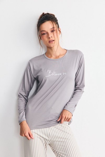 Soft Draped Fabric Pajama Set Stripe
