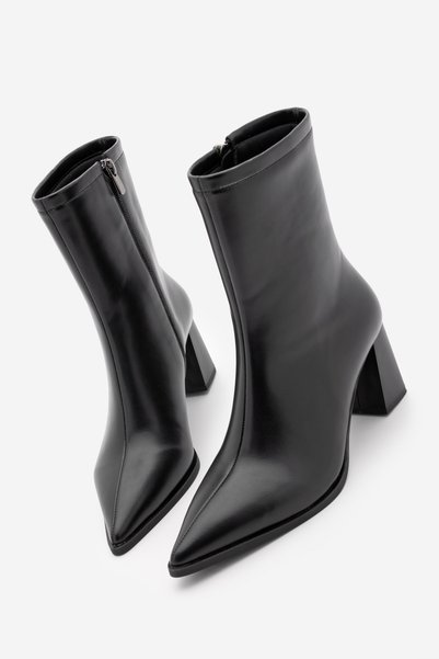 Women's Thick Heeled Pointed Toe Boots Simva Black