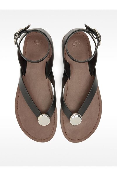 100% Leather Sandals with Metallic Detail
