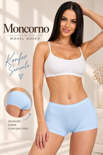 Moncorno Model Cool & Comfort Enhancer Non-Marking Seamless Knitted Boxer Light Blue Color