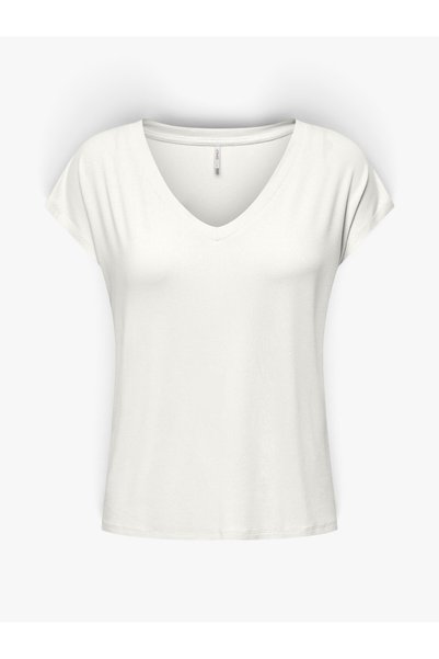 Onlrilla S/S V-Neck Top Jrs Women's White T-Shirt - 15315776