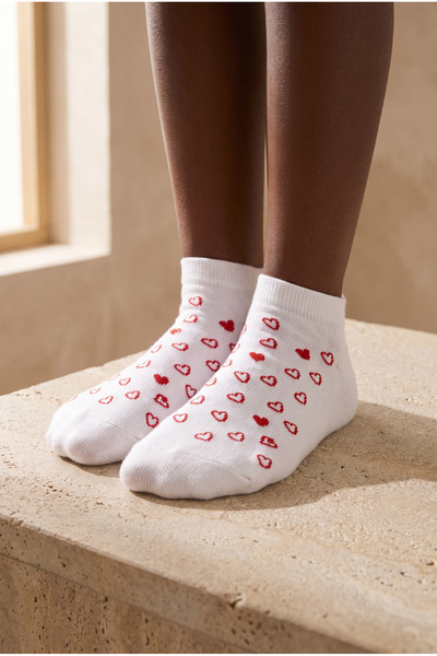 Hearted Children's Step Socks White