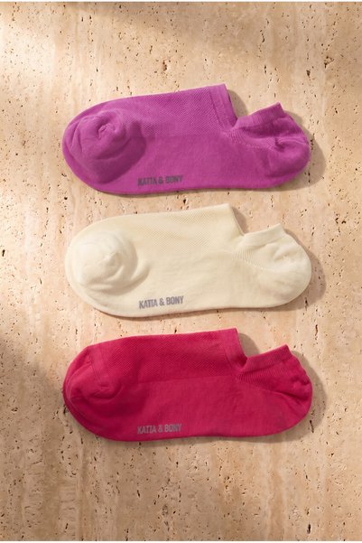 Women's 3-Piece Basic Step Socks Purple Mix