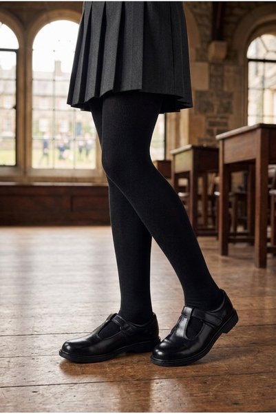 Girl's 40 Denier Opaque Black Pantyhose School Socks