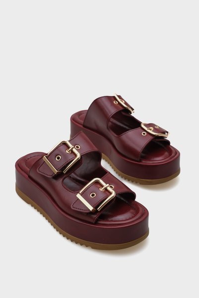 Marley Double Buckle Wedge Heeled Women's Slippers