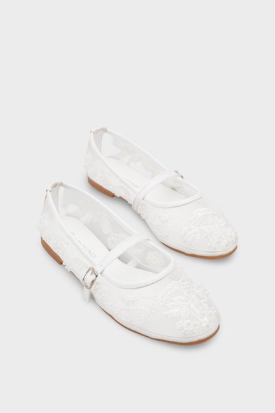 Mathilde Lace Li Mesh Embroidered Women's Ballet Flats