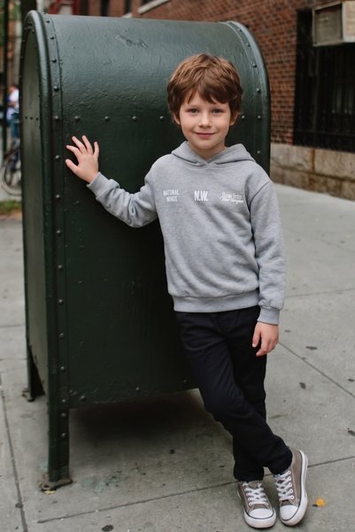 3 Threaded Text Printed Hooded Boys' Sweatshirt