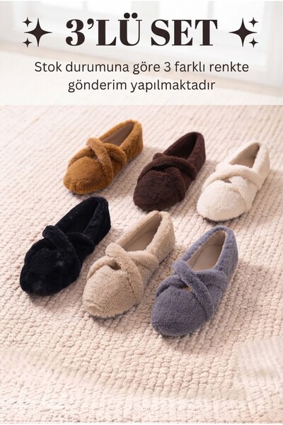 3 Pack Br-22 Cross Women's Home Slippers Women's Home Shoes Home Boots Soft Comfortable Insole S