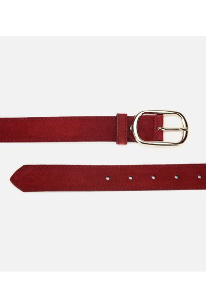 Women's Suede Leather Burgundy Belt
