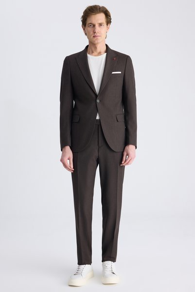 Slim Fit Brown Dobby Suit