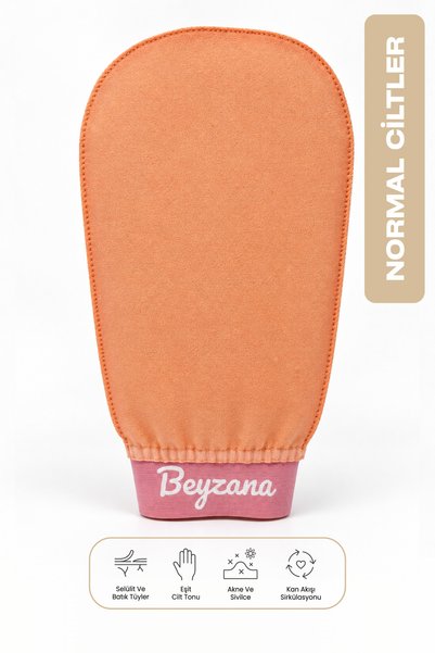 Yavruağzı Pink 100% Floss Silk Ecru Bath Shower Scrubbing Glove Exfoliating Glove