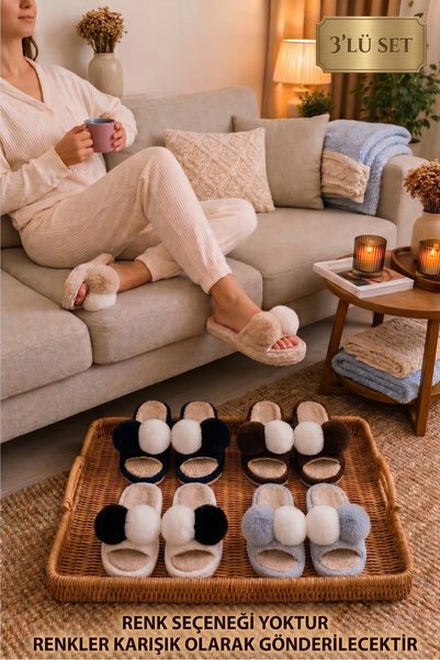 3-Piece Silent Sole Women's Slippers Indoor House Slippers Guest Slippers Dowry Bundle Slippers