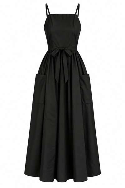 Black Design Tie-Up Long Dress - 2Y2011