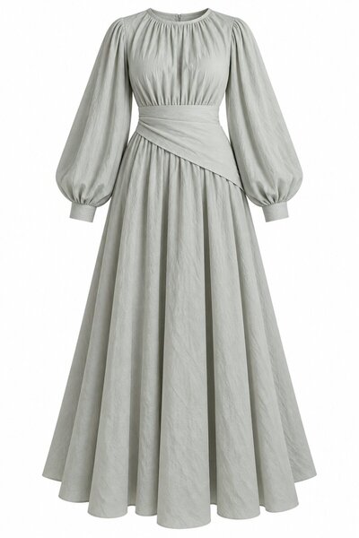 Khaki Belted Long Dress - 2Y7051