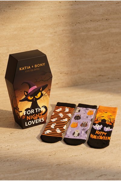 Unisex 3-Pack Halloween Boxed Cotton Multi-Colored Socks