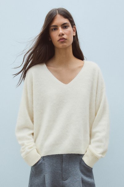 Cashmere Wool V-Neck Sweater
