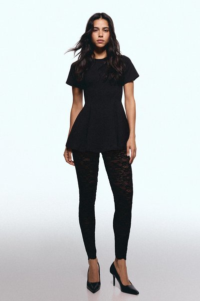 Lace-Trimmed Leggings Pants