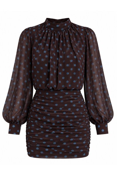 Brown Polka Dot Backless Mini Dress - 2Y6261