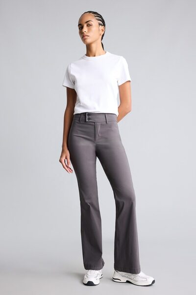 Flare Fit Zippered Regular Waist Wide Leg Bengaline Pants G2313Ax26Au